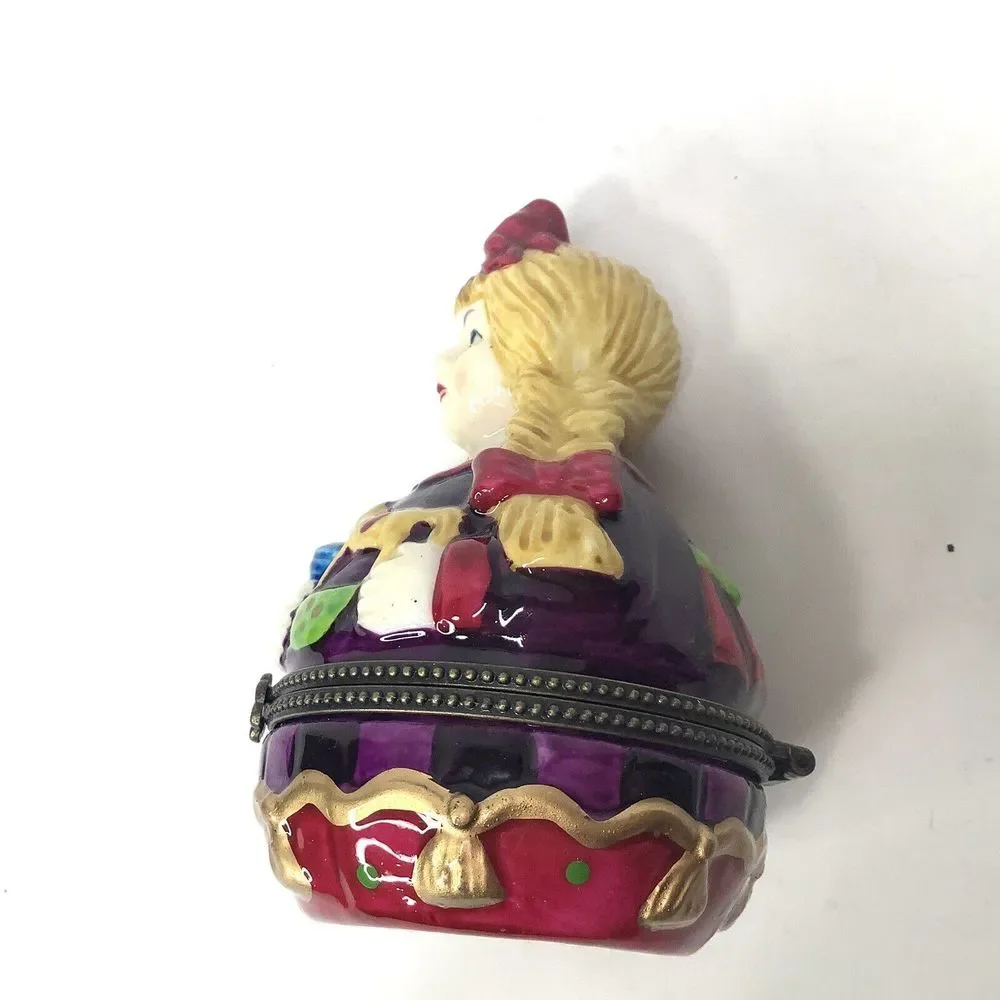 Villeroy‎ & Boch Germany Porcelain Trinket Box Girl Braids 1748 Collectible Vtg